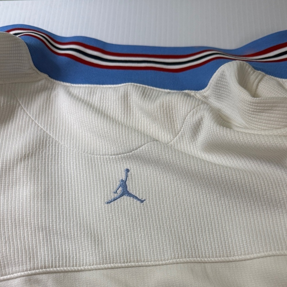 White basketball warm up jacket with Blue and Red Accents, number 23 - Picture 3 of 10
